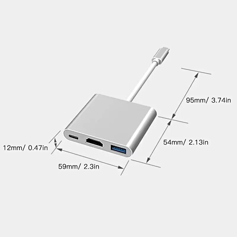 USB C HUB 3in1 Type C 3.0 to HDMI-compatible Docking Station PD Fast Charge 4K HDMI Adapter Splitter For MacBook