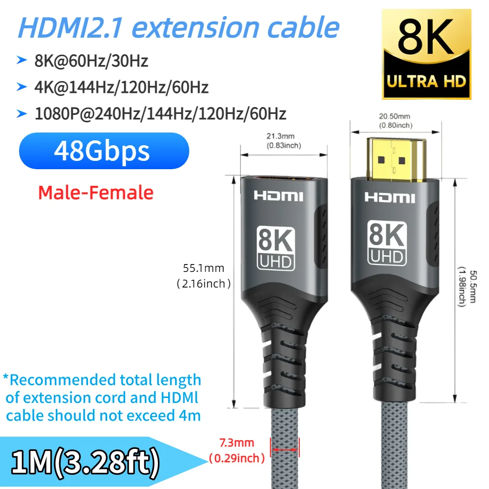 Ultra High-Speed 8K HDMI Cable with HDR and EARC Support