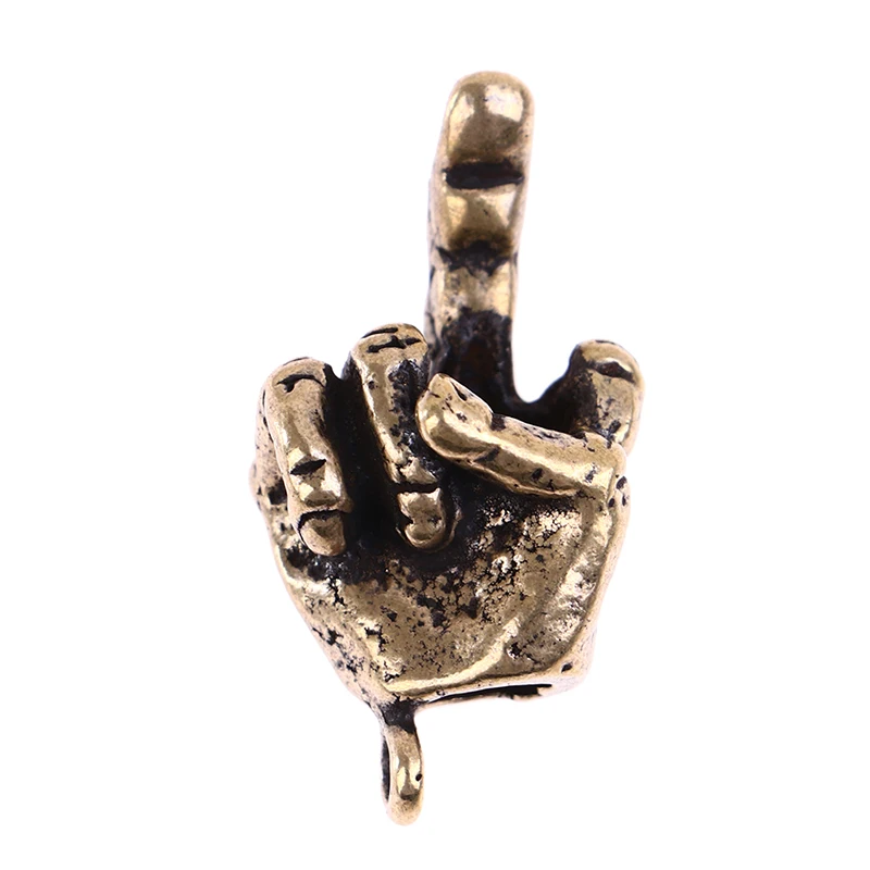 Metal Brass Raised Middle Finger Up Shape Keychain Pendant Jewelry Key Chain