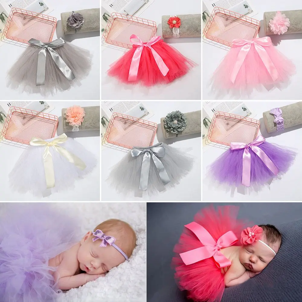 

1Set Girl Newborn Photography Prop Matching Baby Headband Newborns Costume Hairband Infant Tutu Skirt