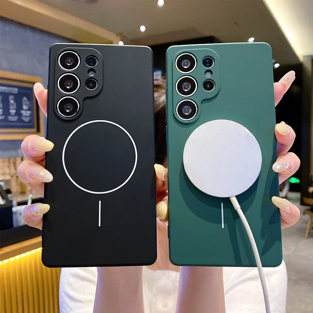 Magnetic Wireless Charging Liquid Silicon Phone Case