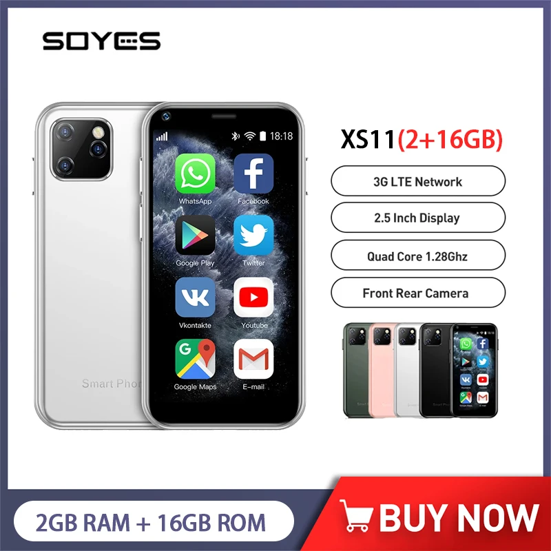 Soyes Xs11 Supper Mini Smartphone Android 6 Quad Core 2Gb + 16Gb 2.0Mp Fotocamera 1000Mah Dual Sim Wcdma 3G Piccolo Telefono Cellulare Tascabile