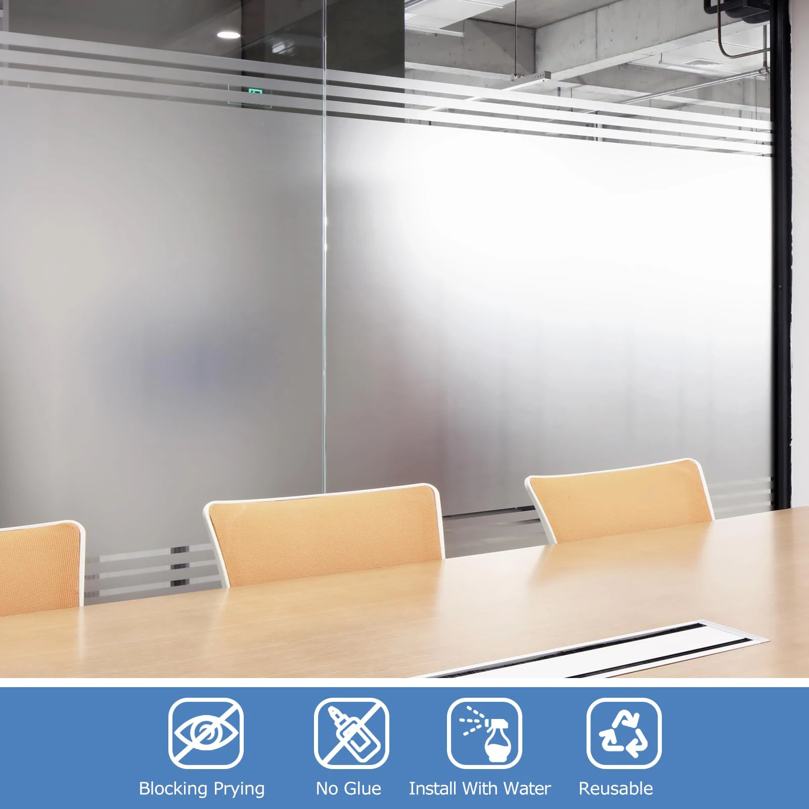 Matte White Window Privacy Film Frosted Anti Look Glass Opaque Stickers Cover Adhesive House for Home Bathroom Office Decoration