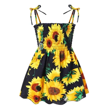 Toddler Kids Baby Girls Sunflower Slip Dress Floral Beach Dress Clothes Children'S Clothing Roupa Infantil Menina комплекты для 4