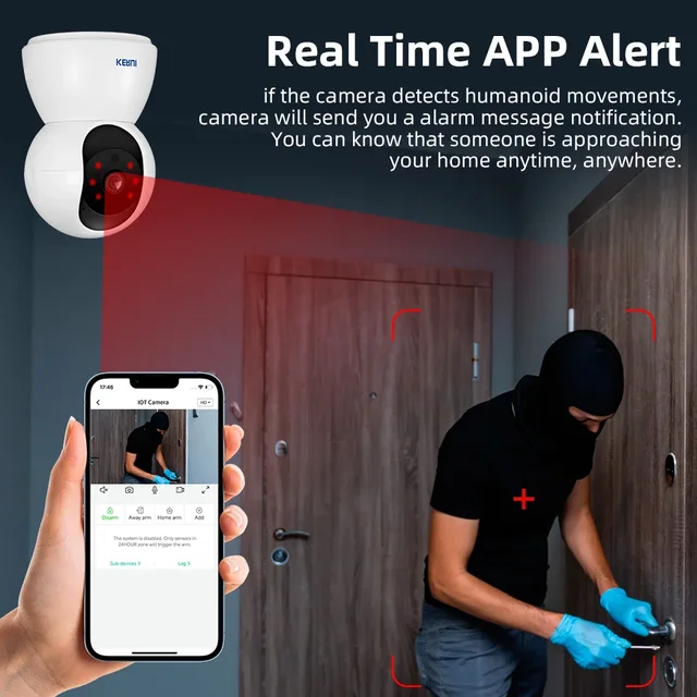KERUI Multifunction 3MP Camera Alarm System Home Security Surveillance Kit with Motion Detector Door Sensor APP Remote Control 6