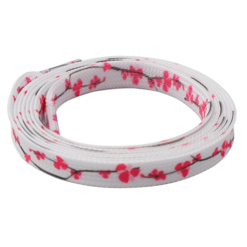 Weiou 7MM Top Shoe Accessory Women White Red Stamp Pretty Cord Floral Heat Transfer Printing Shoelaces Sneaker Zapatillas Mujer