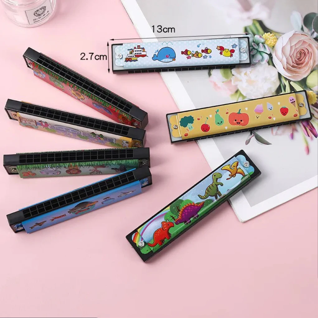 1Pcs 16 hole harmonica cartoon animal painting toy musical instrument game, children's early education toys, children's gifts