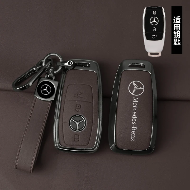 Zinc Alloy Leather Car Key Case Cover Shell Mercedes Benz AMG A C E S G Class GLC CLE CLA GLB GLS W177 W205 W213 W222 X167 key case cover key case car key shell