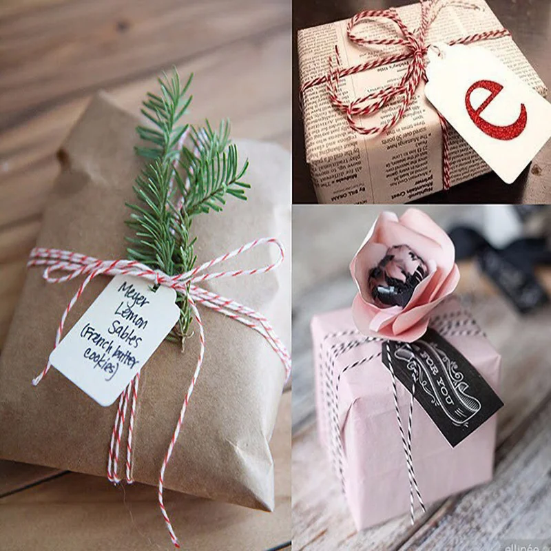 Macrame Cotton Rope Twisted Jute Colored Cotton Two-Color Rope Process For Wall-Mounted Gift Packaging DIY Wedding Deco 2mm 100m cotton rope jute rope macrame cord