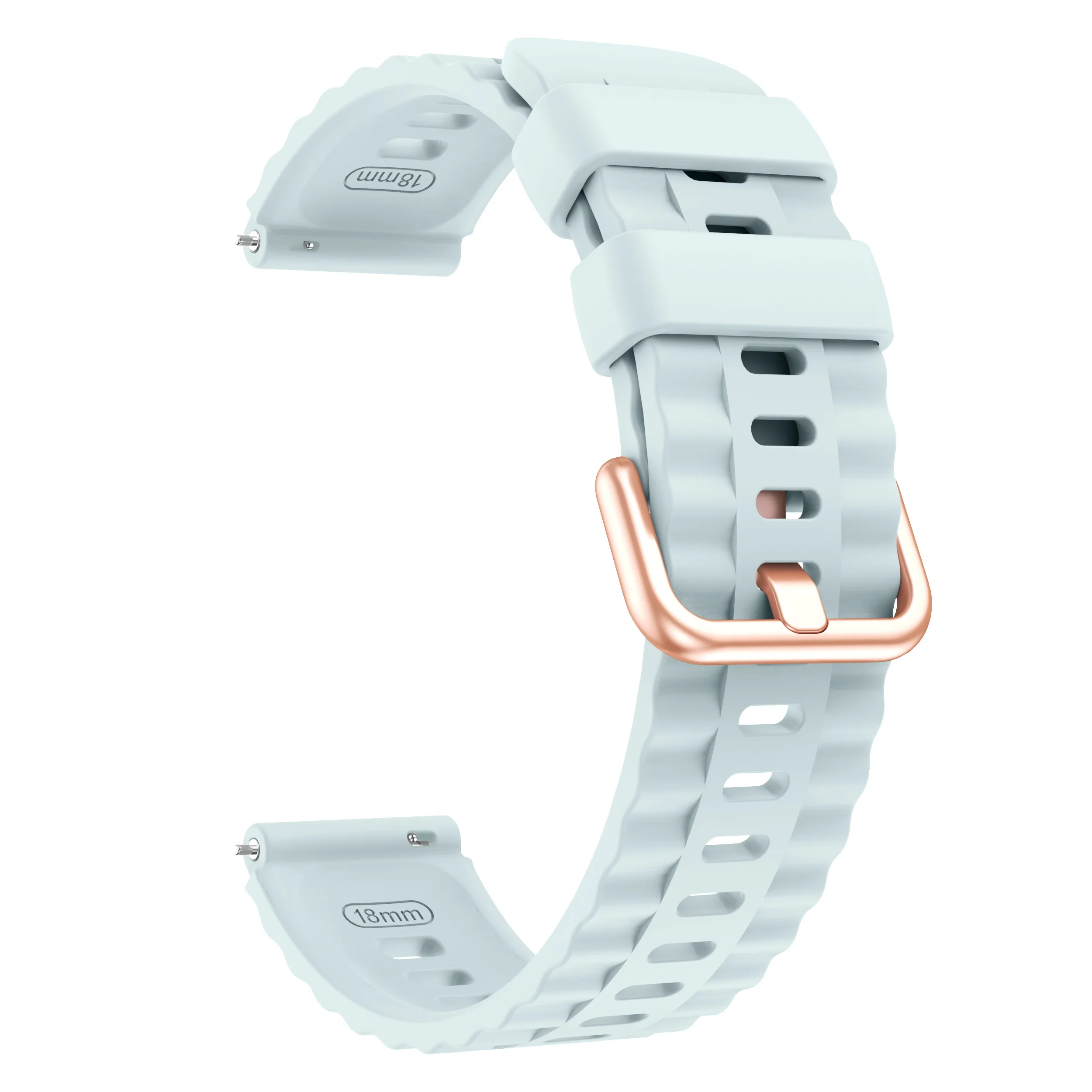 Silicone Rose Gold Buckle Fashion Band, Universal 18mm Strap