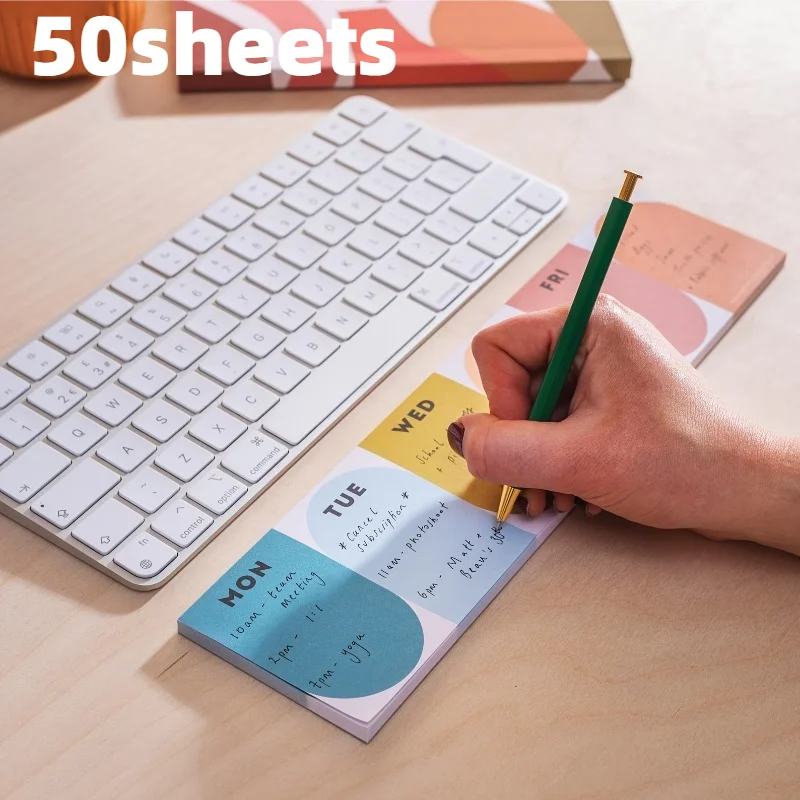 Agenda a fogli staccabili da 50 fogli, lista delle cose da fare color arcobaleno, per stabilire obiettivi e gestire le attività, per scrivania, ufficio domestico e materiale scolastico, 1 pezzo