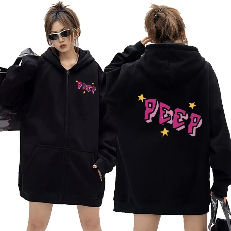 

Rapper Lil Peep Crybaby Double Sided Print Zipper Hoodie Men Women's Hip Hop Oversized Sweatshirts Fashion Vintage Zip Up Jacket