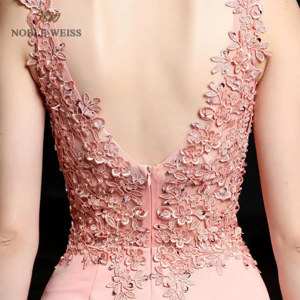 Prom Dresses Mermaid Elastic Party Dress Sexy Vestidos De Gala V-neck Appliques Beading Prom Gown