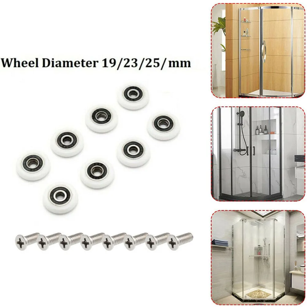 Description Picture 3 of item8Pcs Twin Shower Door Rollers/Runners Wheels Shower Room Pulley 9/23/25mm Wheel Diameter For Most Shower Enclosures