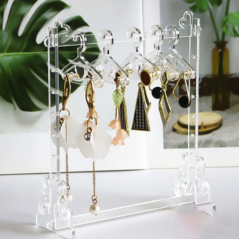 8Pcs Coat Hanger Clear Acrylic Jewelry Display Rack Earrings