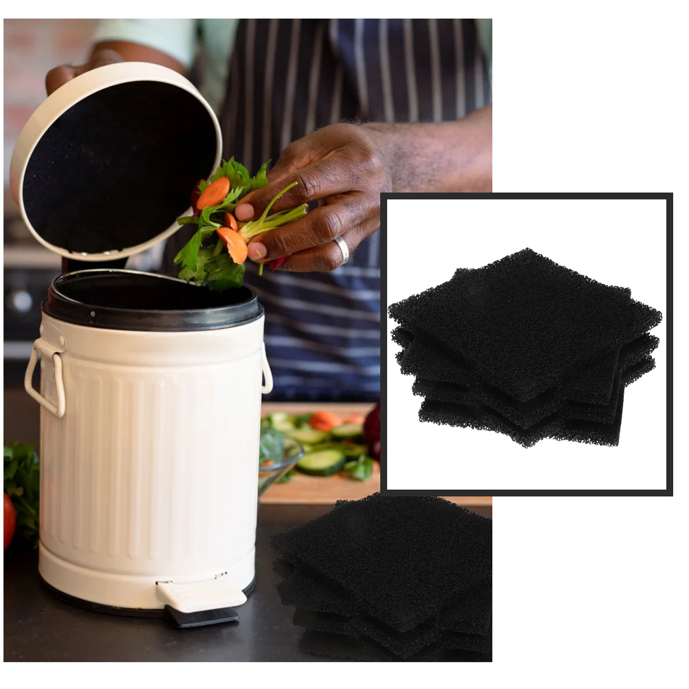6pcs Household Trash Can Charcoal Filter Pads Deodorizer Smell Odor (Black) 5