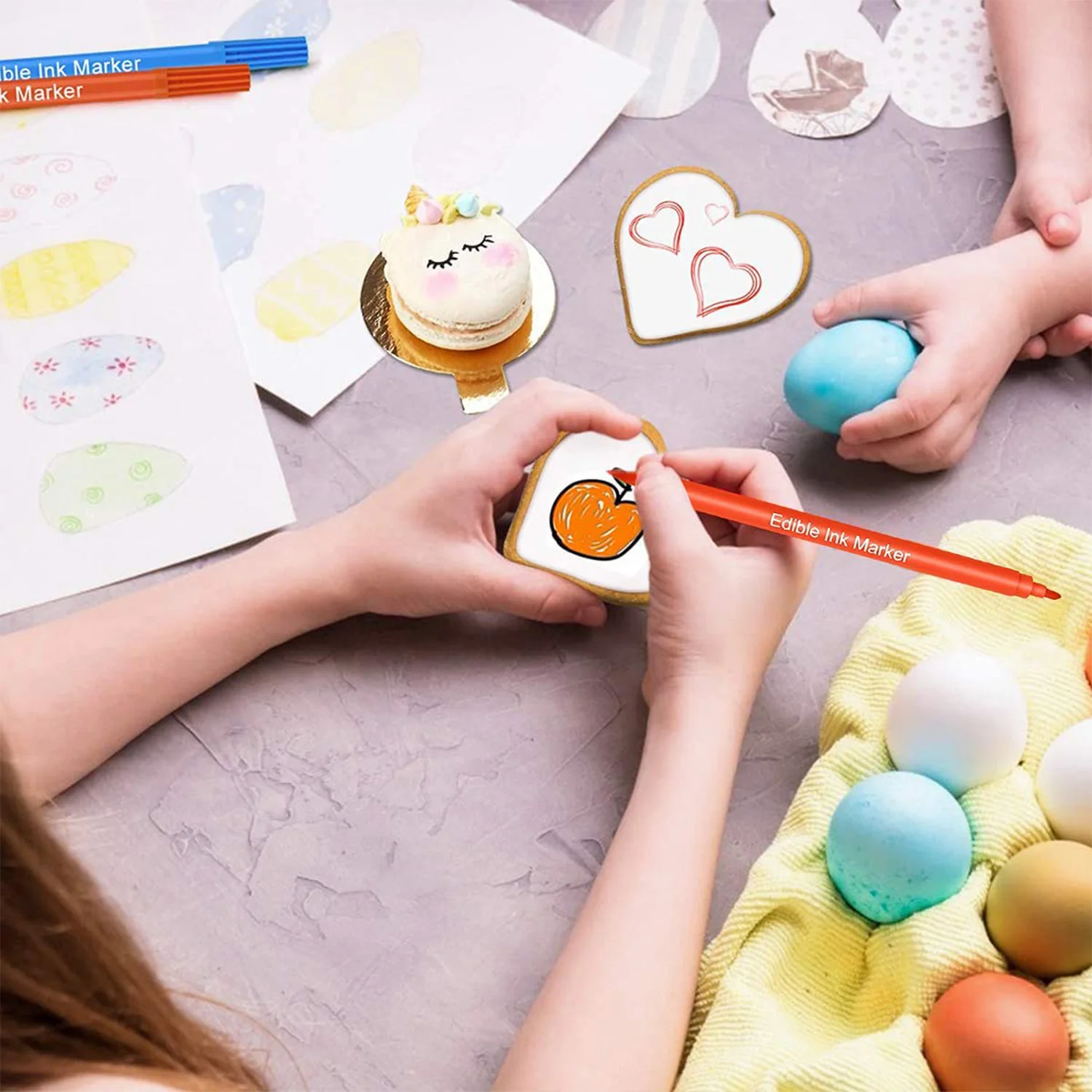 Edible Markers Cookies Food Coloring Pens 10Pcs Fine and Thick Tip Food Grade Gourmet Writer DIY Fondant Cakes Frosting