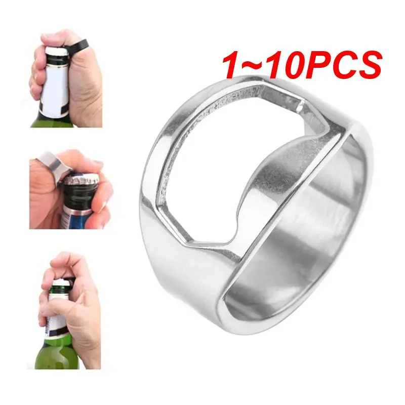 

1~10PCS Creative Bottle Opener Ring Corkscrew Stainless Steel Finger Ring Beer Can Openers Gadgets Cool Bar Kitchen Accessories