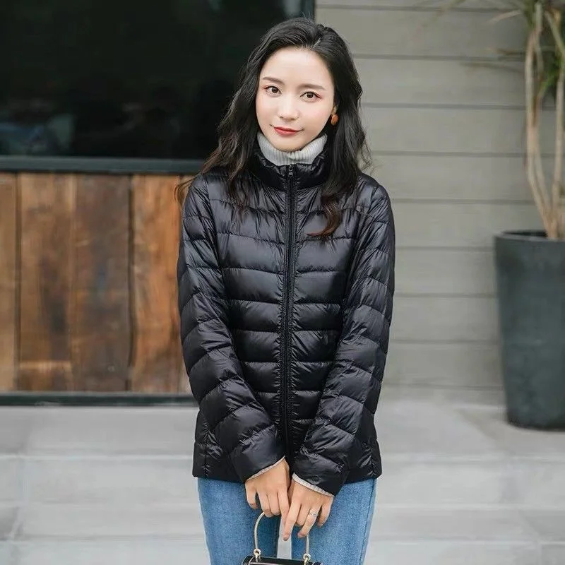 Down Jacket Women Parkas Windproof Puffer Coat New Autumn Winter Warm Stand-UP Collar Thin Cotton Coat Short Overcoat Top Ladies