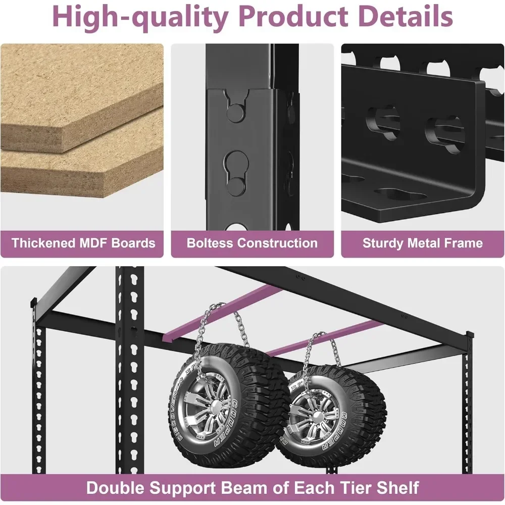 Heavy Duty Storage Shelves  Adjustable Metal Garage Shelving Unit, Standing Utility Shelf Racks for Pantry Warehouse Kitchen 5