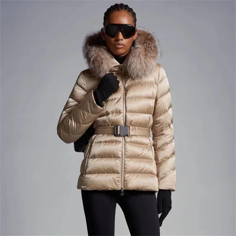 

Women's winter down jacket New Korea Fashion Slim Fit Hoodie Down Coats Detachable fox fur collar puffer jacket women y2k