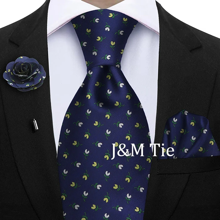 Peacock Blue Floral Print 2-Piece Tie & Pocket Square Set for Men Wedding Business Casual Stylish Accessories