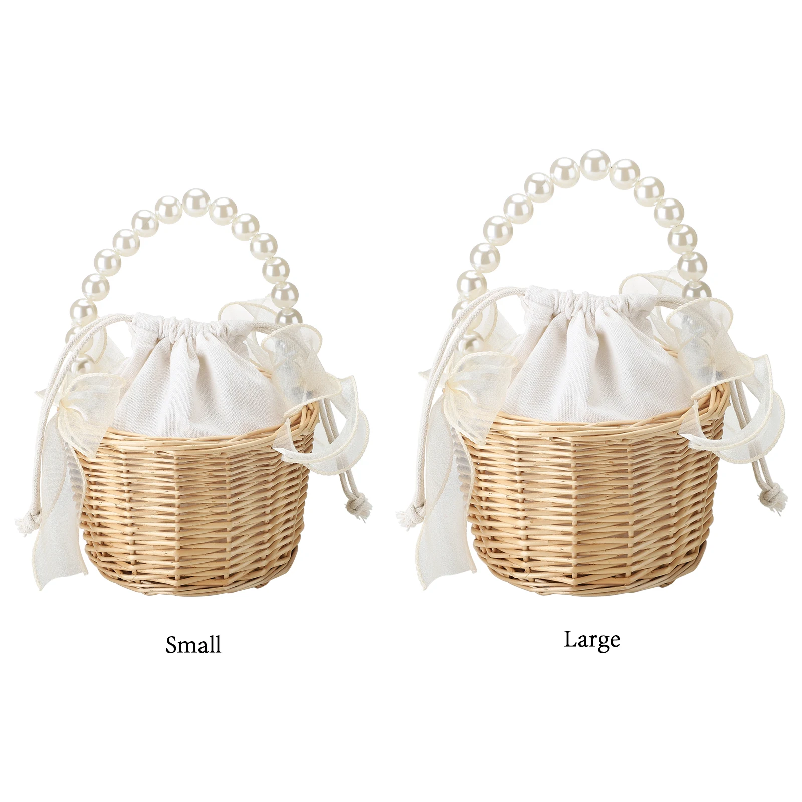 Flower Basket Woven Rattan Storage Container Box Portable Wedding Girl Baskets with Handle Wedding Party Home Decoration 5