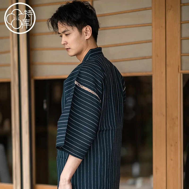 Cotton Men's Kimono Yukata Sweat Steaming Suit Pajamas New Japan Style Male Home Furnishings