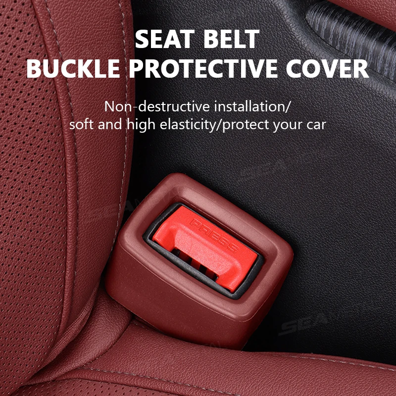 SEAMETAL Universal Car Safety Belt Buckle Holder Silicone Buckle Protective Cover Seat Belt Holder In Upright Position