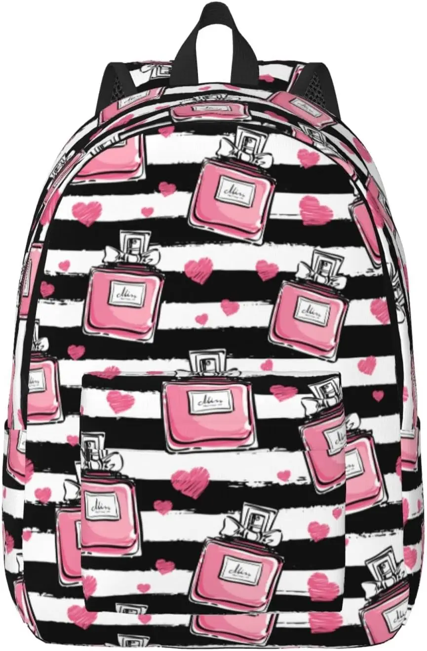 

Backpack Casual Lightweight Pink Perfume Laptop Backpack Men Women Travel Bag Outdoor Canvas Daypack