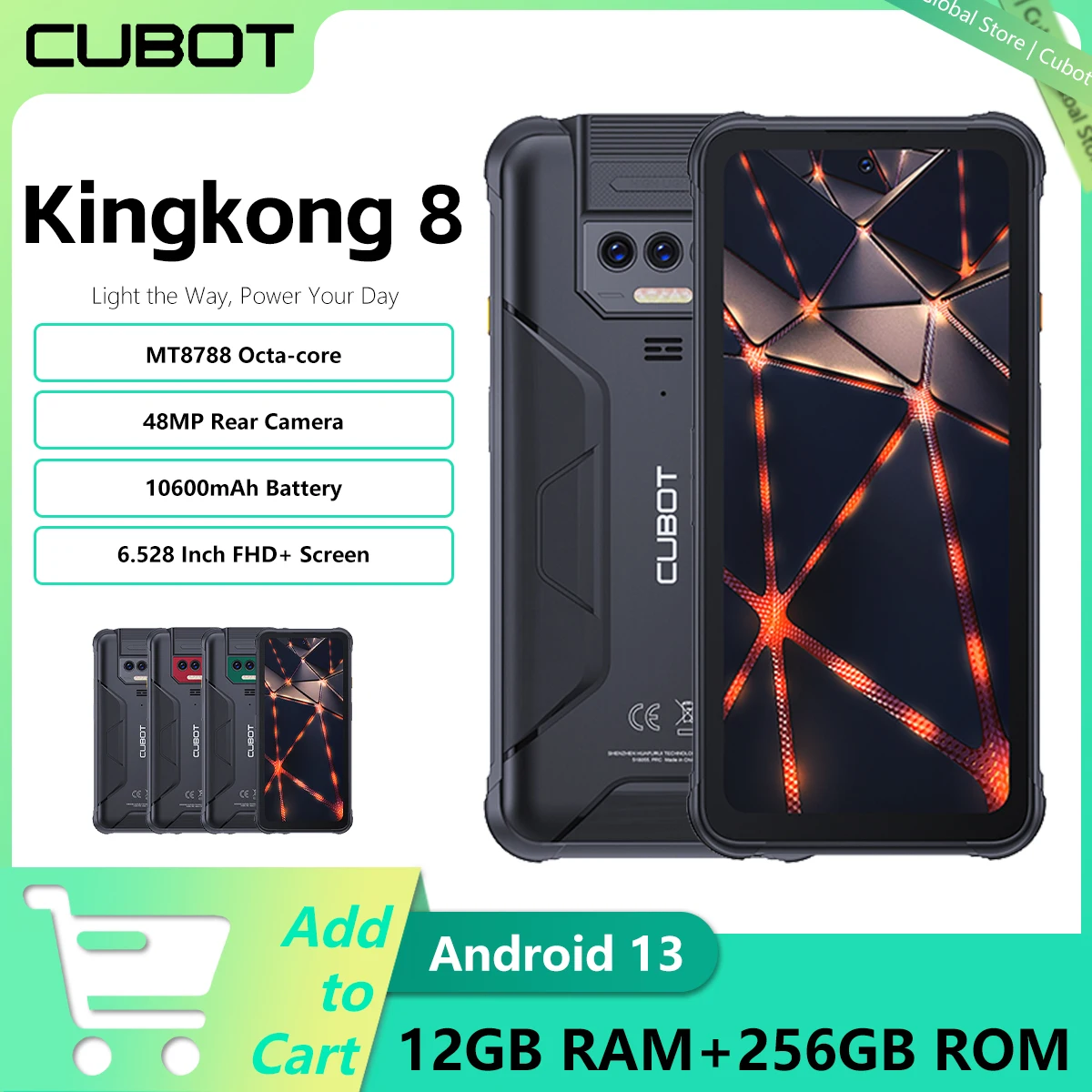 Cubot-Kingkong-スマートフォン8頑丈,6.528インチ,Android 13, 12GB 