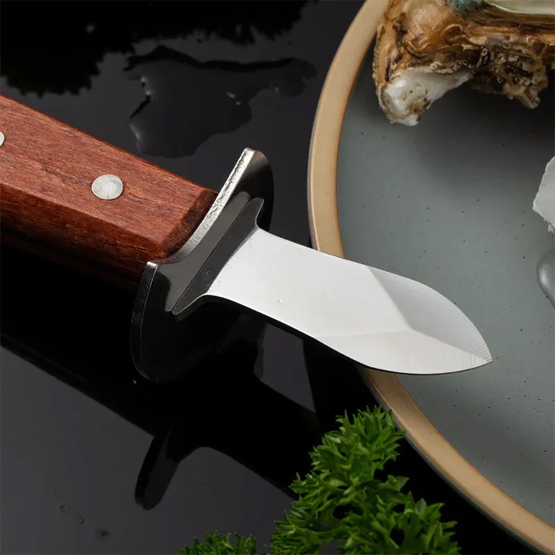 Stainless Steel Seafood Scallop Pry Knife with Wooden Handle Oyster Knives Sharp-edged Shucker Shell Seafood Opener Kitchen Tool seafood opener oyster knife