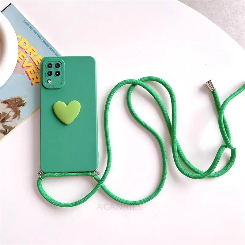 Love Heart Crossbody Lanyard Silicone Phone Case with Cord