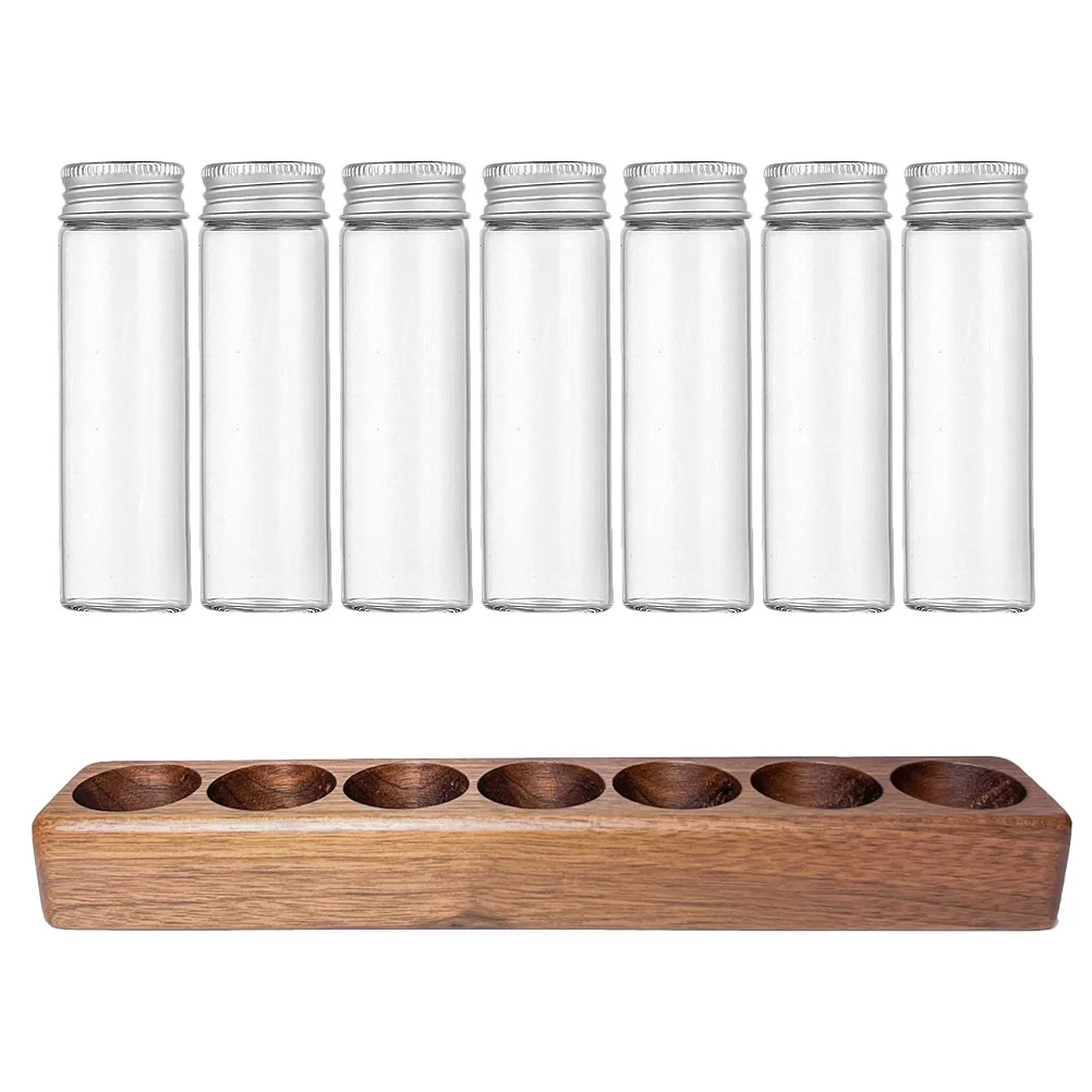 

Espresso Coffee Glass Bean Jar Clear Tube Bottle Beans Storage Rack Tubes with Stand