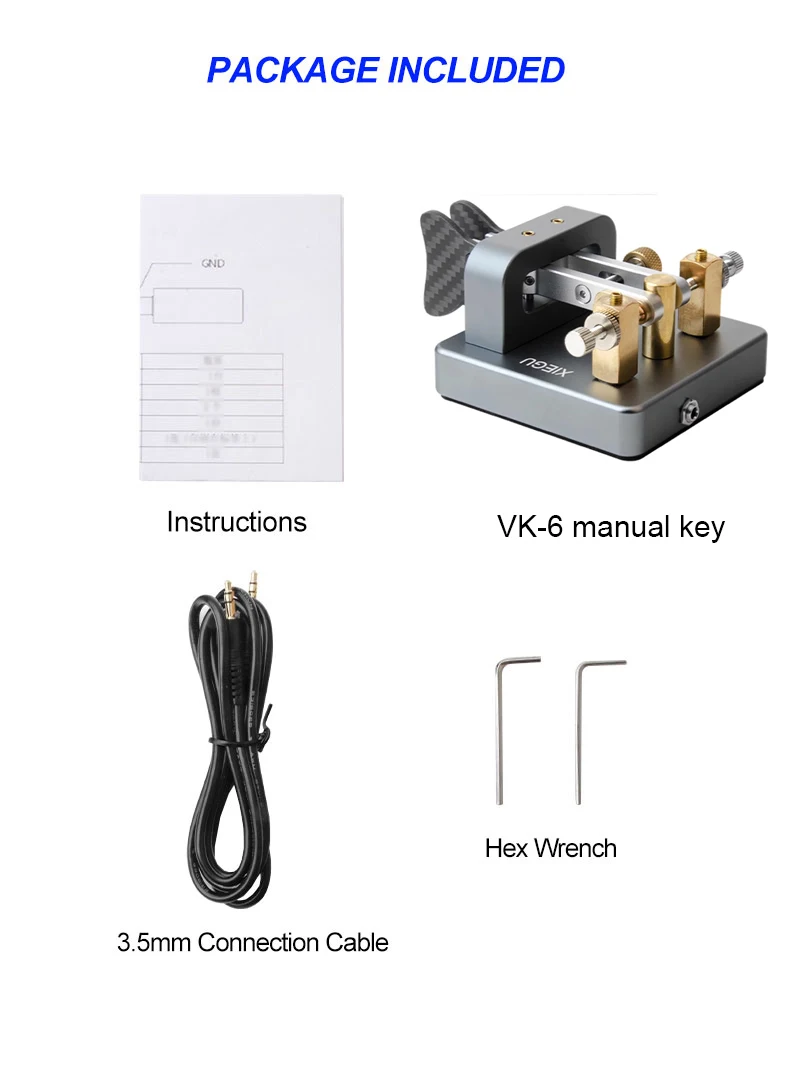 XIEGU VK-6 Mini Shortwave Radio Aluminum Alloy Automatic CW Electric Key 3.5mm I