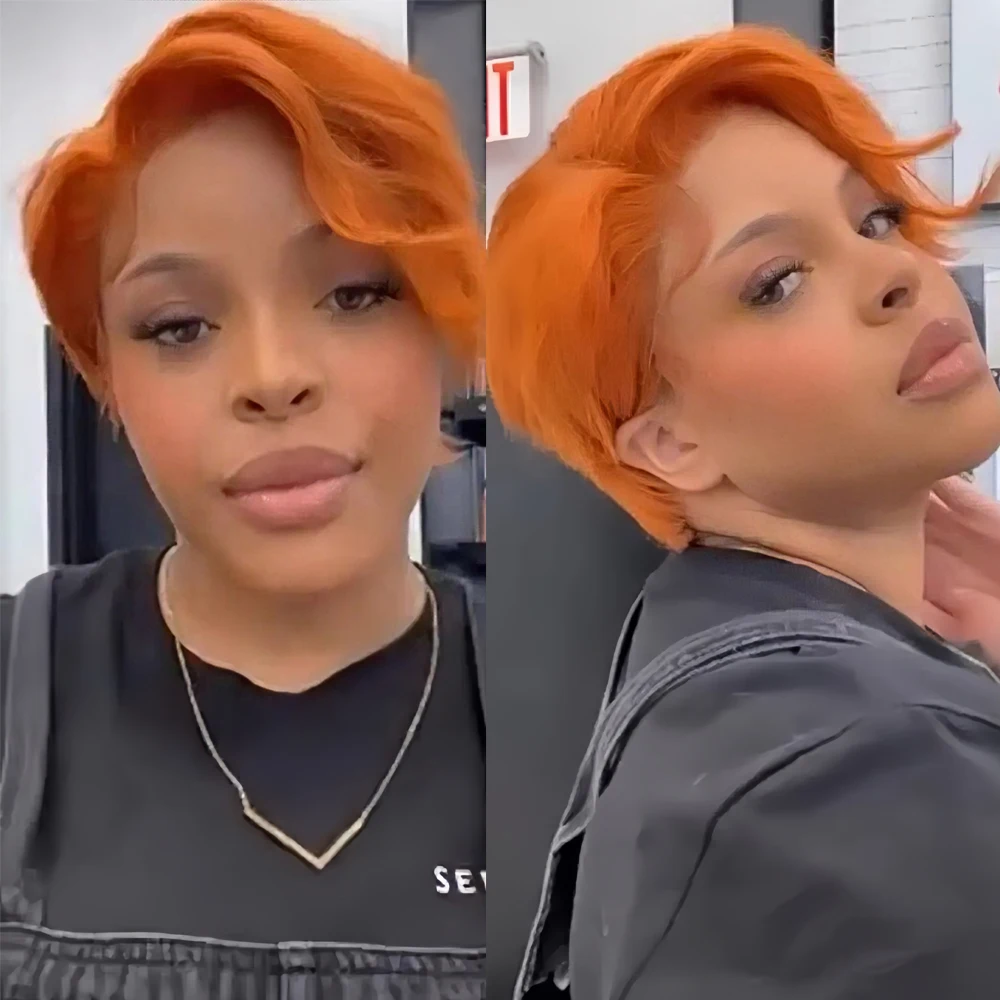 Short Pixie Straight Bob Human Hair 13X4X1 Lace Wigs for Women Brazilian Remy Hair 1B 99J Colored Wigs