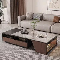 Table basse de rangement rectangulaire avec tiroirs, Meuble de luxe multifonction tendance, Meuble de salon moderne 6