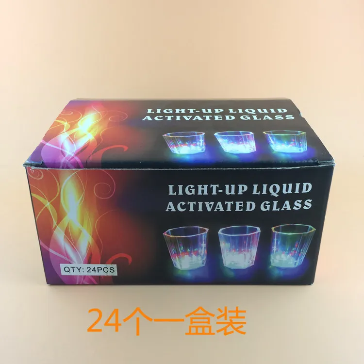 

24-pack Mini Octagonal Cup LED Luminous Cup Bar Wedding Party Flash Cheering Gift Colorful Once Drink All Spirits Wine Cups
