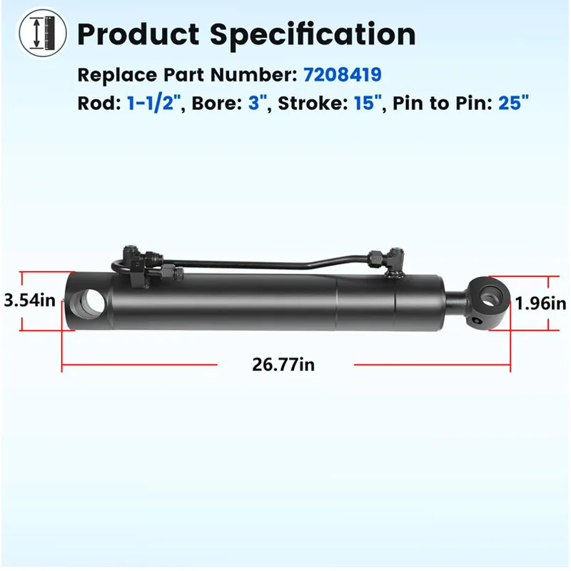 Hydraulic Bucket Tilt Cylinder #7208419 Fits for Bobcat Skid Steer Loaders A300 S220 S250 S300 S330 T250 T300 T320