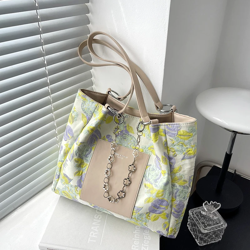 VeryMe Fashion Printing Canvas Travel Shopping Pack Large Capacity Tote Shoulder Bags For Women Casual Chain Handbags Female Bag