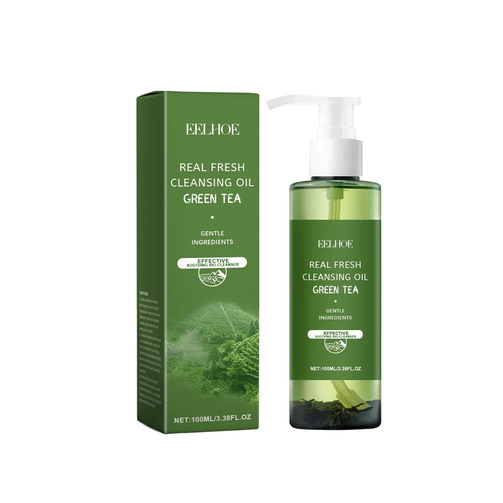 Tè verde Olio detergente Rinfrescante Controllo dell'olio Lenitivo Esfoliazione della pelle Idratante Olio struccante per il viso Cura della pelle 100ml