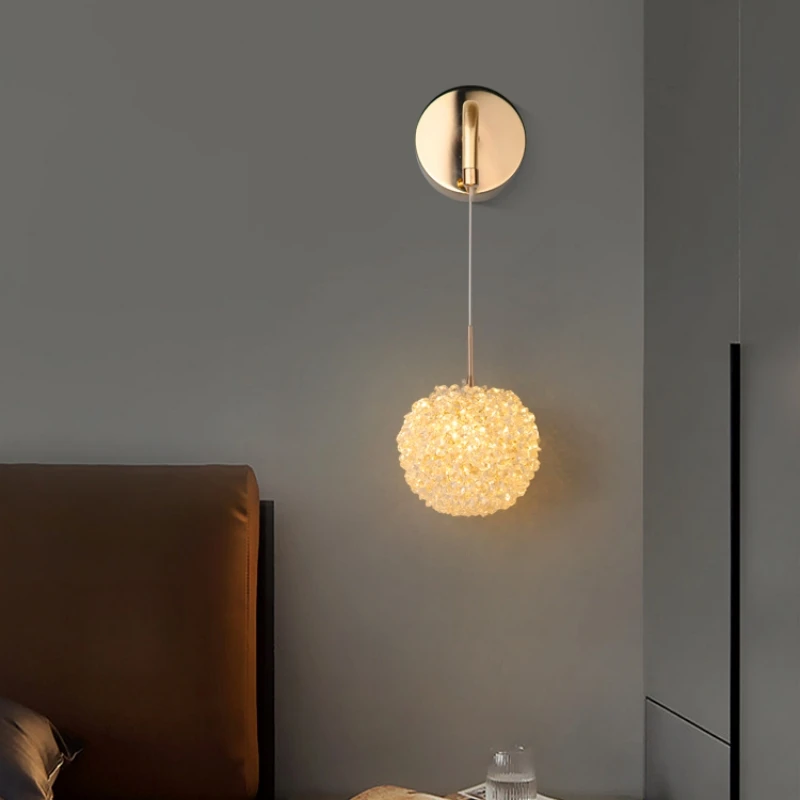 Beautiful Crystal Wall Lamp Gold Metal G9 Bulb Dining Room Bedroom Foyer Stairs Aisle Lighting Wire Adjustable Dropshipping 4