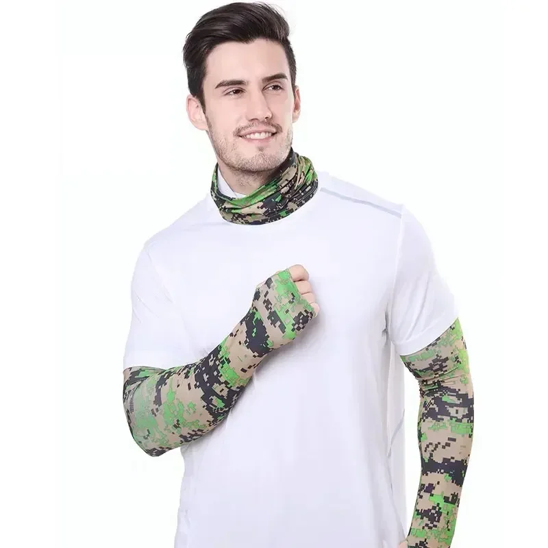 Summer Sun Protection Headband Cycling Cap Helmet Hat Outdoor Sports Unisex Arm Sleeves Set Breathable Sweat-absorbent
