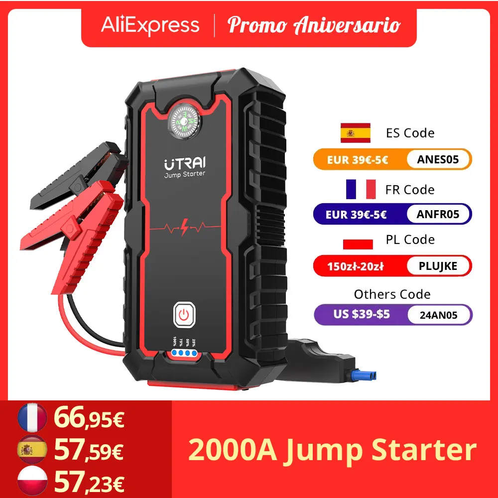 UTRAI 22000mAh Car Jump Starter 2000A [EU] for 48.73 USD with coupon ...