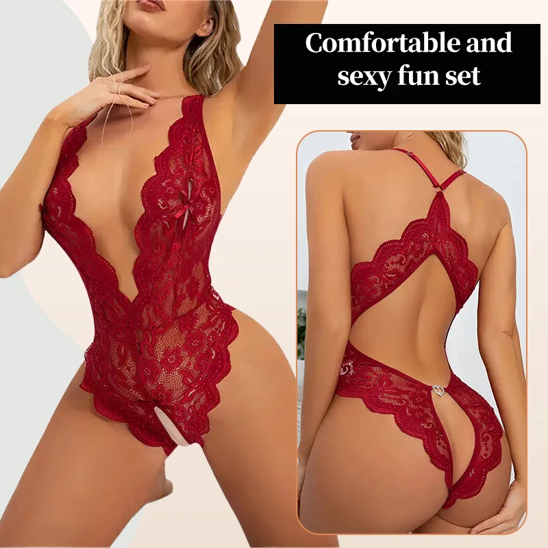 Selente Love & Fun lingerieset van corsage met kant, jarretels en panty, evenals satijnen blinddoek, made in EU, roze/zwart, S-M