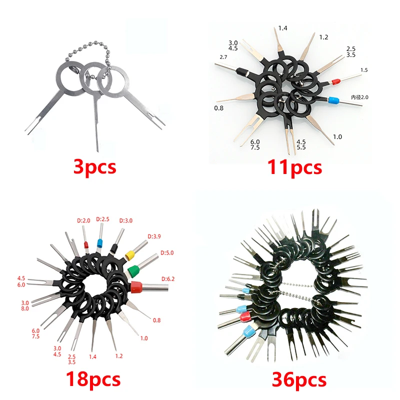 3/11/18/36PCS Car Terminal Removal Connector Extractor Puller Pin Extractor Release Pin Car Mechanical Tools for Auto Repair