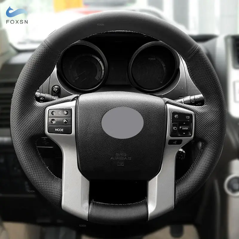 

For Toyota Land Cruiser Prado 2010-2015 Tundra 2013-2017 Tacoma 4Runner 2011-2016 Car Inner Steering Wheel Black Leather Cover