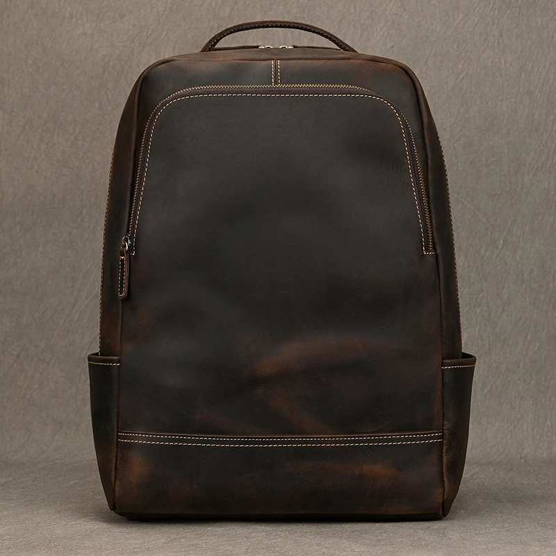 2023 New arrival leather backpack computer backpack 15.6 inch laptop bag for men male travel bags vintage business daypack men 3