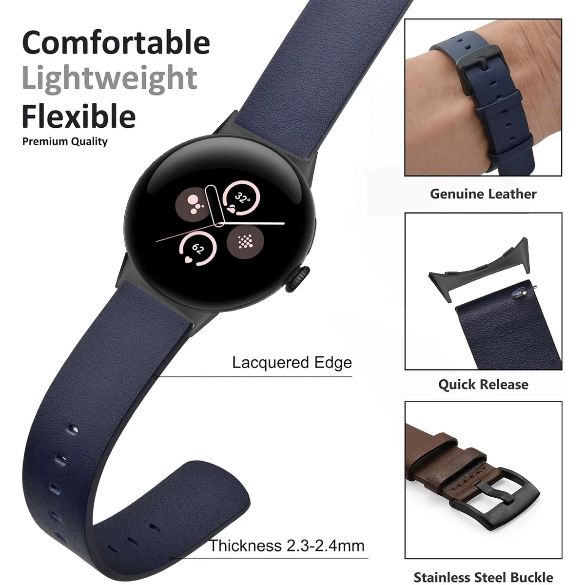 รูปสินค้า หนังแท้สำหรับ Google Pixel Watch 3 41 มม.