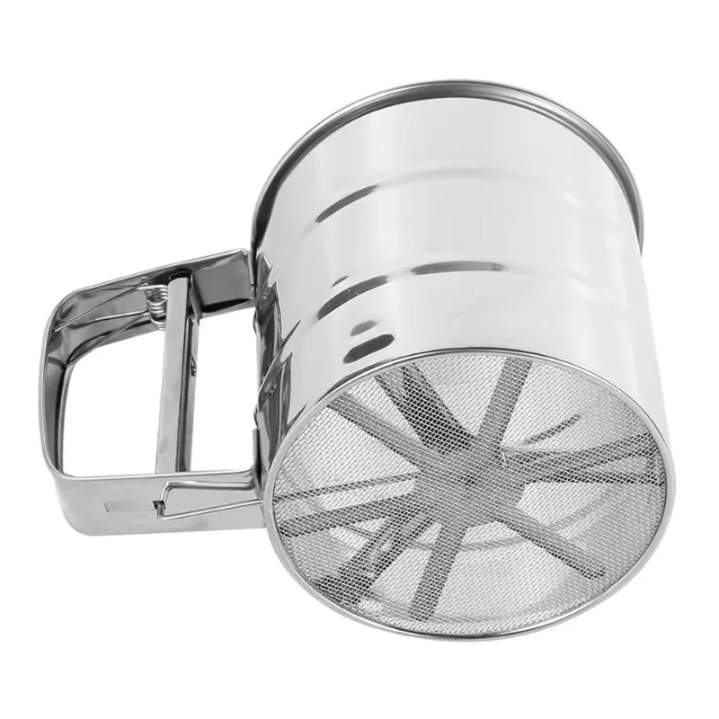 Stainless Steel Handheld Flour Sieve with Hand Pressure Design Filter Screen Flour Sieve Shaker